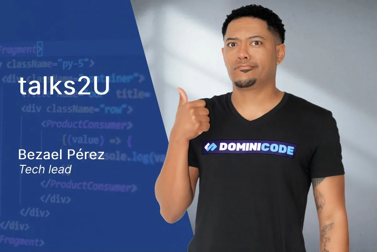 Bezael Pérez, Tech Lead y creador de Dominicode, en la portada de talks2U