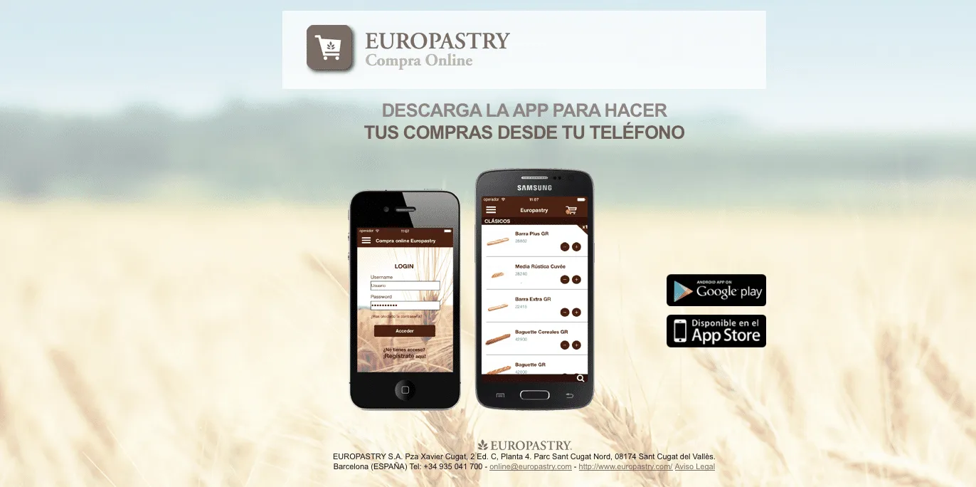 App m-commerce de Europastry para compra online desde iPhone y Android