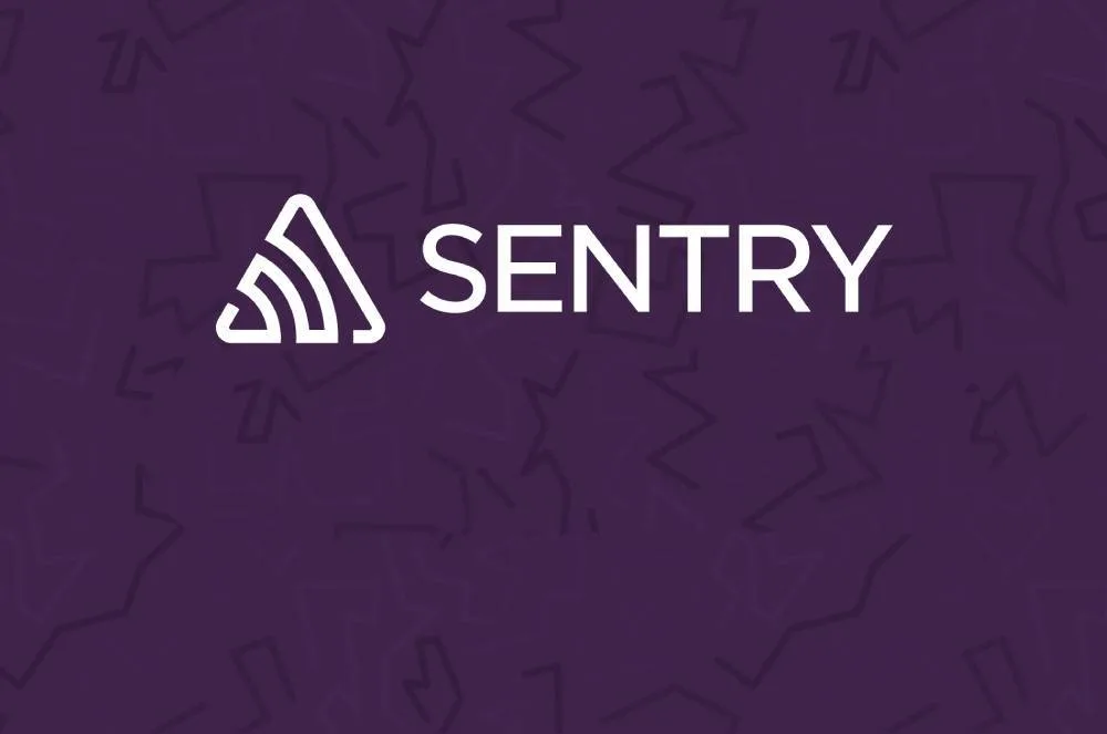 Logotipo blanco de Sentry sobre fondo morado, herramienta de monitorización de errores en software