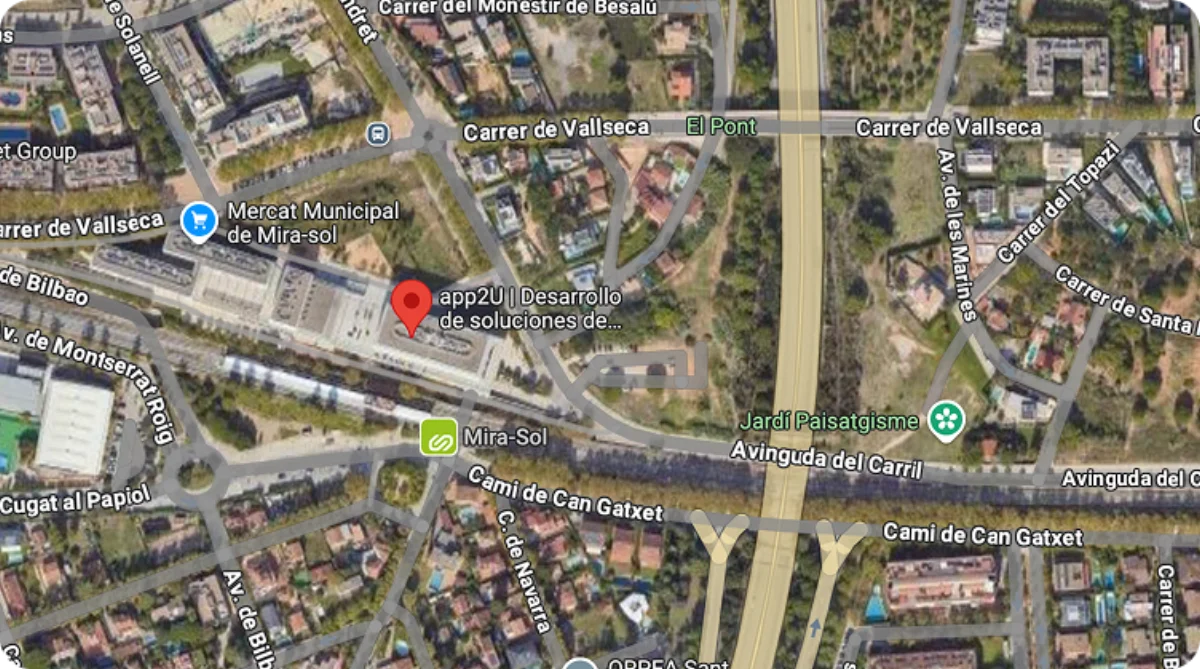 Mapa amb la ubicació de les oficines d'app2U a Sant Cugat del Vallès