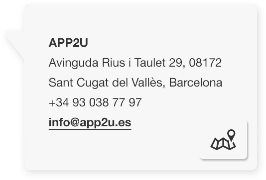 Contact app2U benchmark company in mobile apps Barcelona, Sant Cugat, Spain for national and international companies and businesses. Contact us.